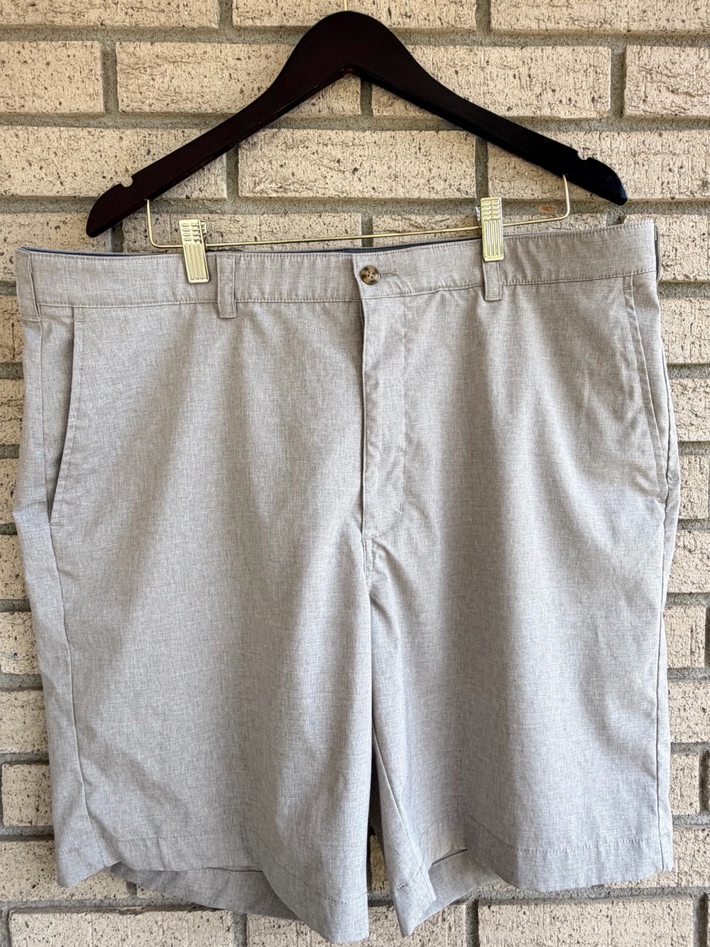 Ben Hogan Men's Golf Shorts 40 Gray Heather Flat Front Active Flex Stretch